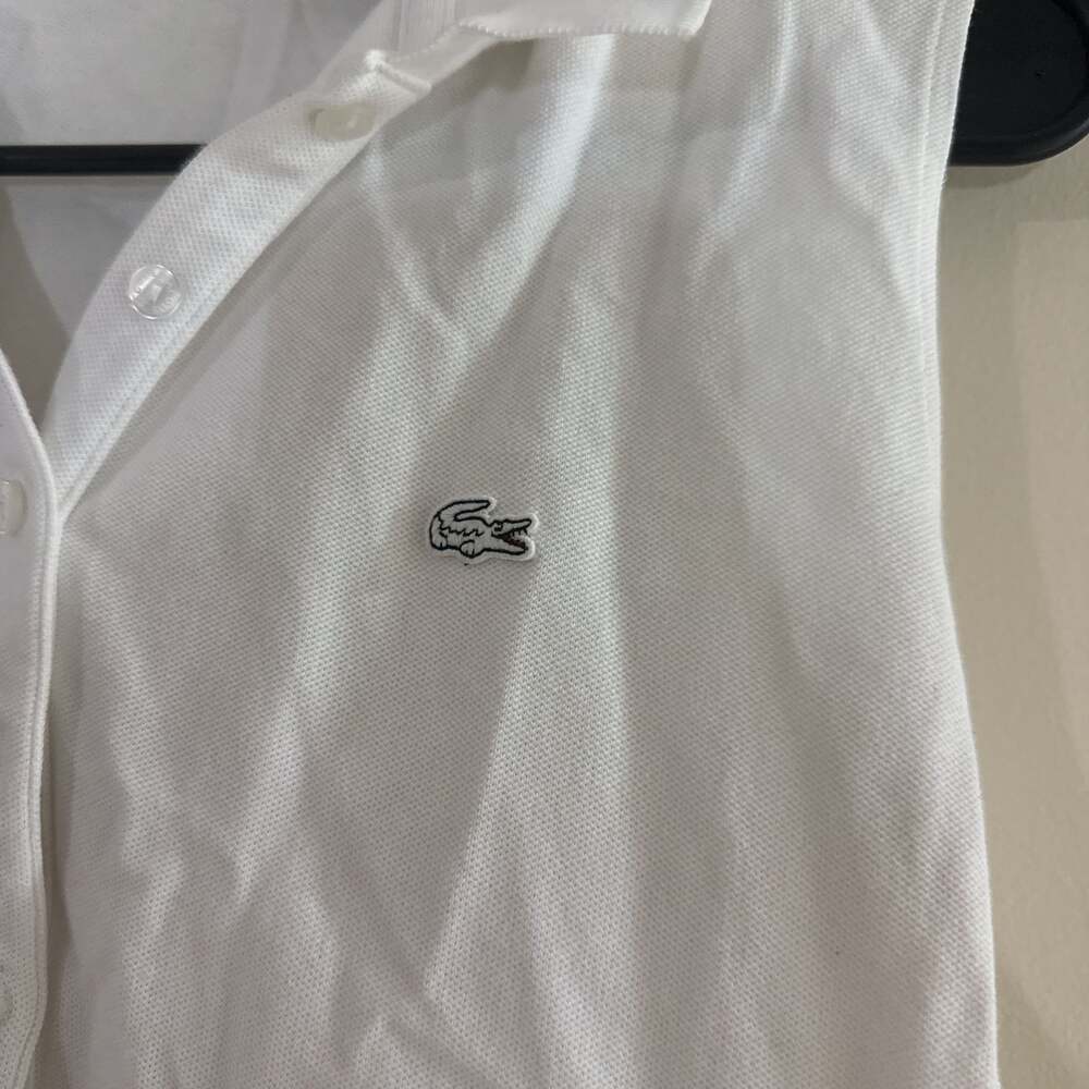 Lacoste Women's Sleeveless Polo Shirt - Y2K Style - White, Size 4 - Picture 4 of 7